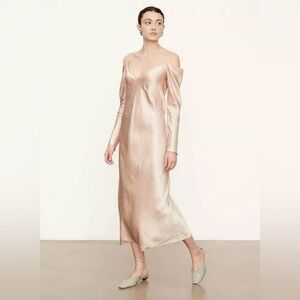 Vince. | Women’s SZ Large | Draped Silky Sleeve Slip Dress | Blush Pearl | Midi
